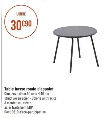 Casino Supermarchés Table basse ronde d’appoint offre