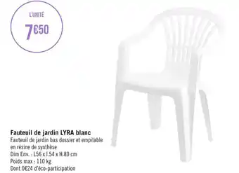 Casino Supermarchés Fauteuil de jardin lyra blanc offre