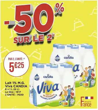 Géant Casino Candia lait 1% m.g. viva offre