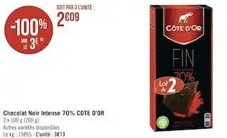 Cote d’or chocolat noir intense 70%