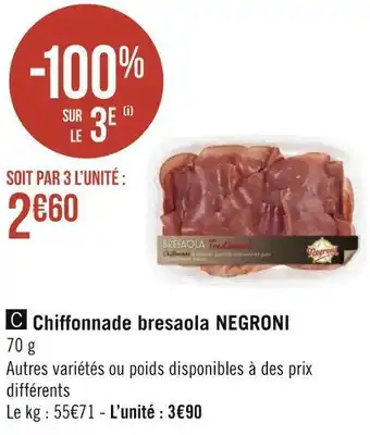 Negroni chiffonnade bresaola