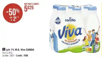 Géant Casino Candia lait 1% m.g. viva offre