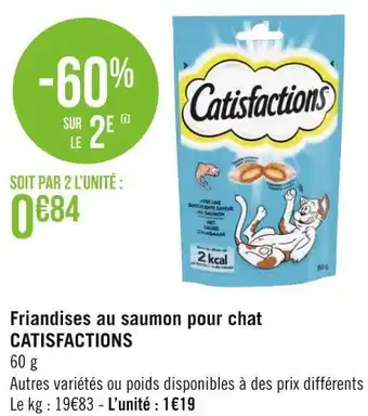Géant Casino Catisfactions friandises au saumon pour chat offre