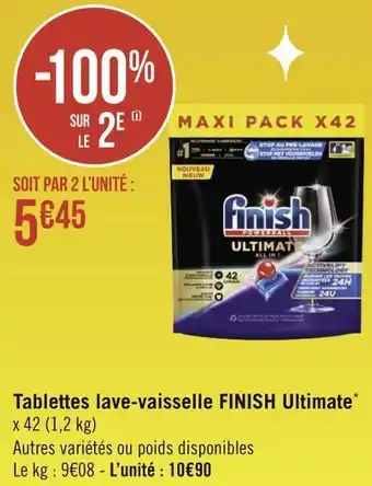 Géant Casino Finish tablettes lave-vaisselle ultimate* offre