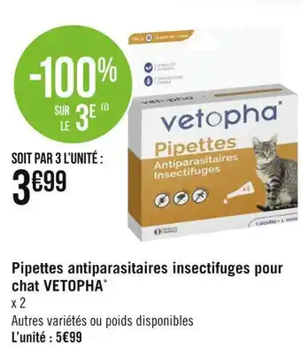 Géant Casino Vetopha pipettes antiparasitaires insectifuges pour chat offre