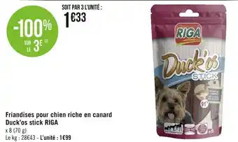 Géant Casino Riga friandises pour chien riche en canard duck’os stick offre