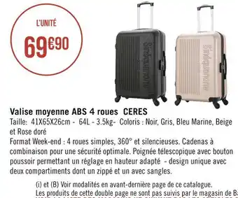 Géant Casino Valise moyenne abs 4 roues ceres offre