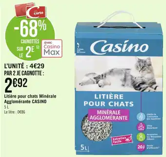 Géant Casino Casino litière pour chats minérale agglomérante offre