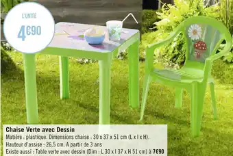 Géant Casino Chaise verte avec dessin offre