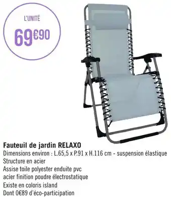Géant Casino Fauteuil de jardin relaxo offre