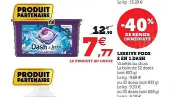 U Express Lessive Pods 2 En 1 Dash offre