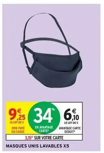 Masques Unis Lavables X5