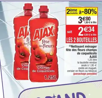 Cora x Carrefour Nettoyant ménager fête des fleurs champs de coquelicots Ajax offre