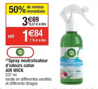 Cora x Carrefour Spray neutralisateur d'odeurs coton Air Wick offre