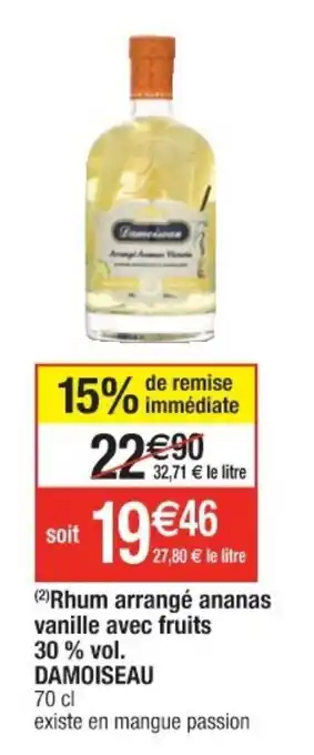 Cora x Carrefour Rhum arrangé ananas vanille avec fruits 30% vol. Damoiseau offre