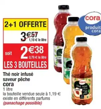 Cora x Carrefour Thé noir infusé saveur pêche offre