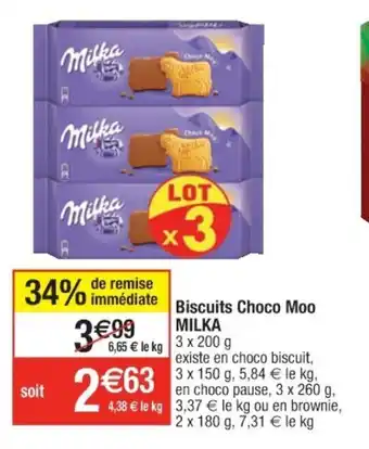 Cora x Carrefour Biscuits Choco Moo Milka offre