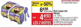 Cora x Carrefour Œuf coque lait Milka offre