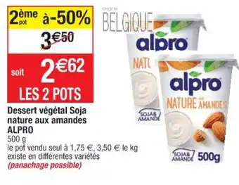 Cora x Carrefour Dessert végétal Soja nature aux amandes Alpro offre