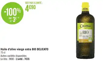 Casino Supermarchés Huile d'olive vierge extra BIO DELICATO offre