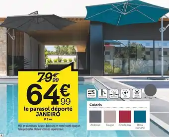 Centrakor Le parasol déporté janeiro offre