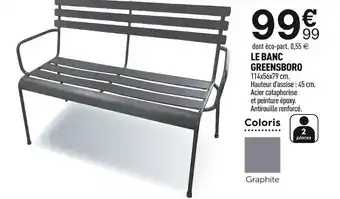 Centrakor Le banc greensboro offre