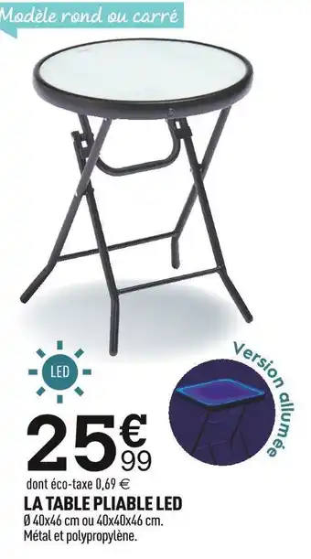 Centrakor La table pliable led offre