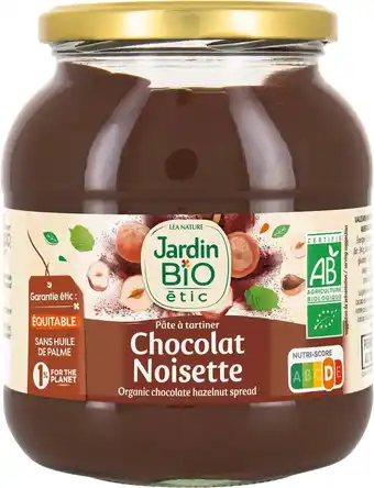 Match Jardin bio etic pâte à tartiner à la noisette et au cacao offre