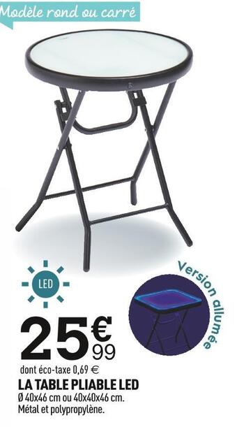 Centrakor La table pliable led offre