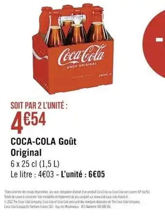 Casino Supermarchés COCA-COLA goût original offre