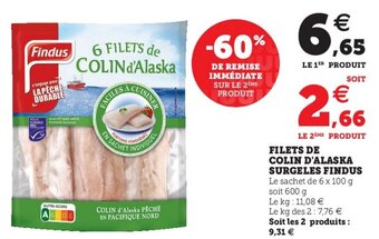 Hyper U Filets de colin d'alaska surgeles findus offre