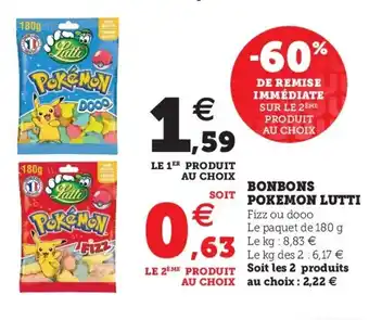 Hyper U Bonbons pokemon lutti offre
