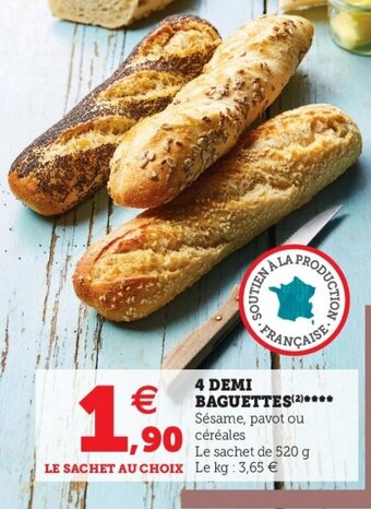 Hyper U 4 Demi baguettes offre