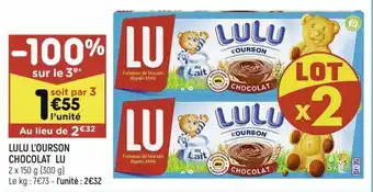 Leader Price Lulu l'Ourson Chocolat Lu offre