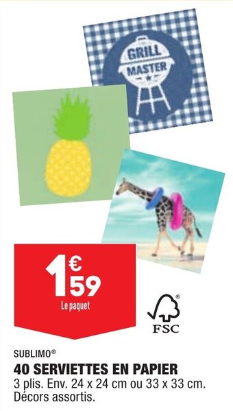 ALDI 40 Serviettes en papier offre