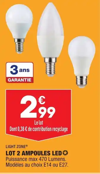 ALDI Lot 2 ampoules LED offre