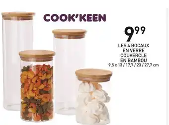 Stokomani Cook'keen les 4 bocaux en verre couvercle en bambou offre