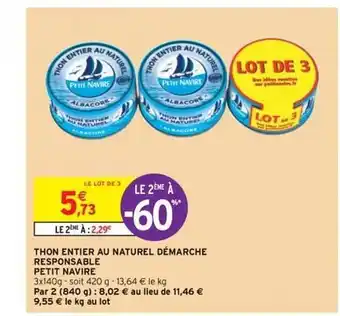 Intermarché Express Thon Entier Au Naturel Démarche Responsable Petit Navire offre