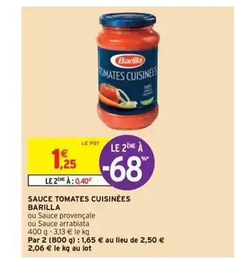 Intermarché Express Sauce Tomates Cuisinées Barilla offre