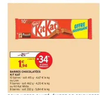 Intermarché Express Barres Chocolatées Kit Kat offre