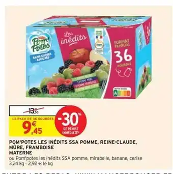 Intermarché Express Pom'potes Les Inédits Ssa Pomme, Reine-claude, Mûre, Framboise Materne offre