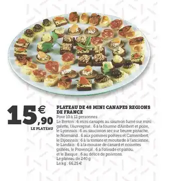 Hyper U Plateau De 48 Mini Canapés Regions De France offre