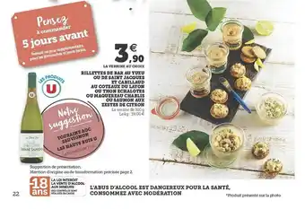 Hyper U Rillettes De Bar Au Yuzu Ou De Saint Jacques Et Cabillaud Au Coteaux De Layon Ou Thon échalotes Ou Maquereau Chablis Ou Saumo offre