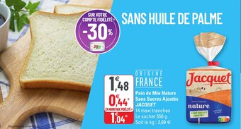 G20 Pain de mie nature sans sucres ajoutés JACQUET offre