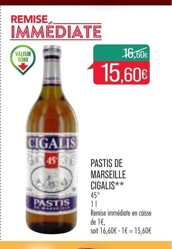 Match Pastis de Marseille Cigalis offre