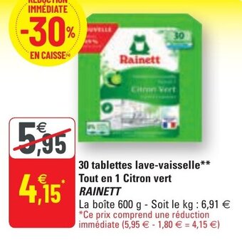 G20 30 Tablettes lave-vaisselle tout en 1 citron vert RAINETT offre