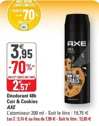 G20 Déodorant 48h cuir & cookies AXE offre