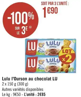 Géant Casino Lu lulu l’ourson au chocolat offre
