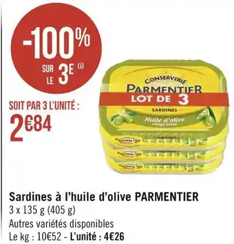 Géant Casino Parmentier sardines à l’huile d’olive offre
