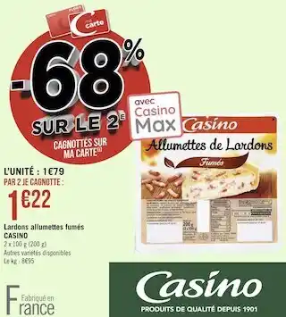 Géant Casino Casino lardons allumettes fumés offre